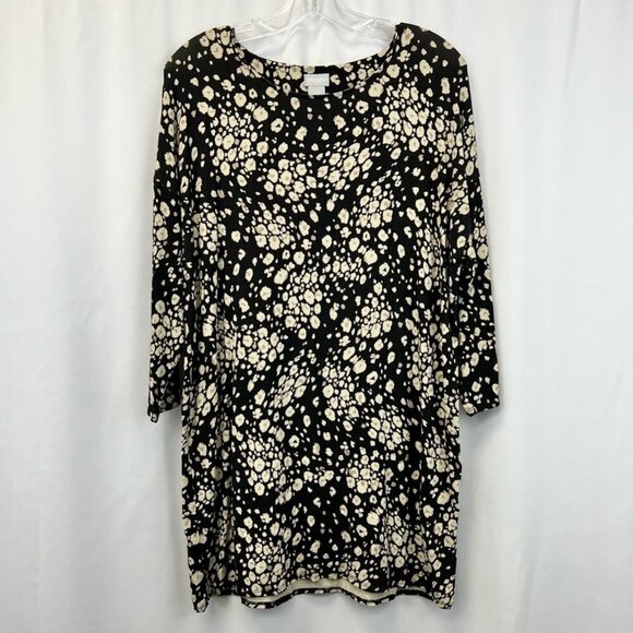 Chicos Womens Tunic Top Multicolor Animal Print Leopard 3/4 Sleeve Stretch 1/M - Picture 1 of 11
